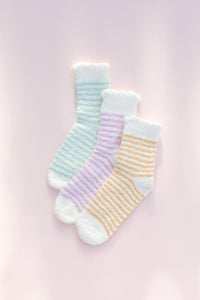 Striped Fuzzy Socks: Yellow
