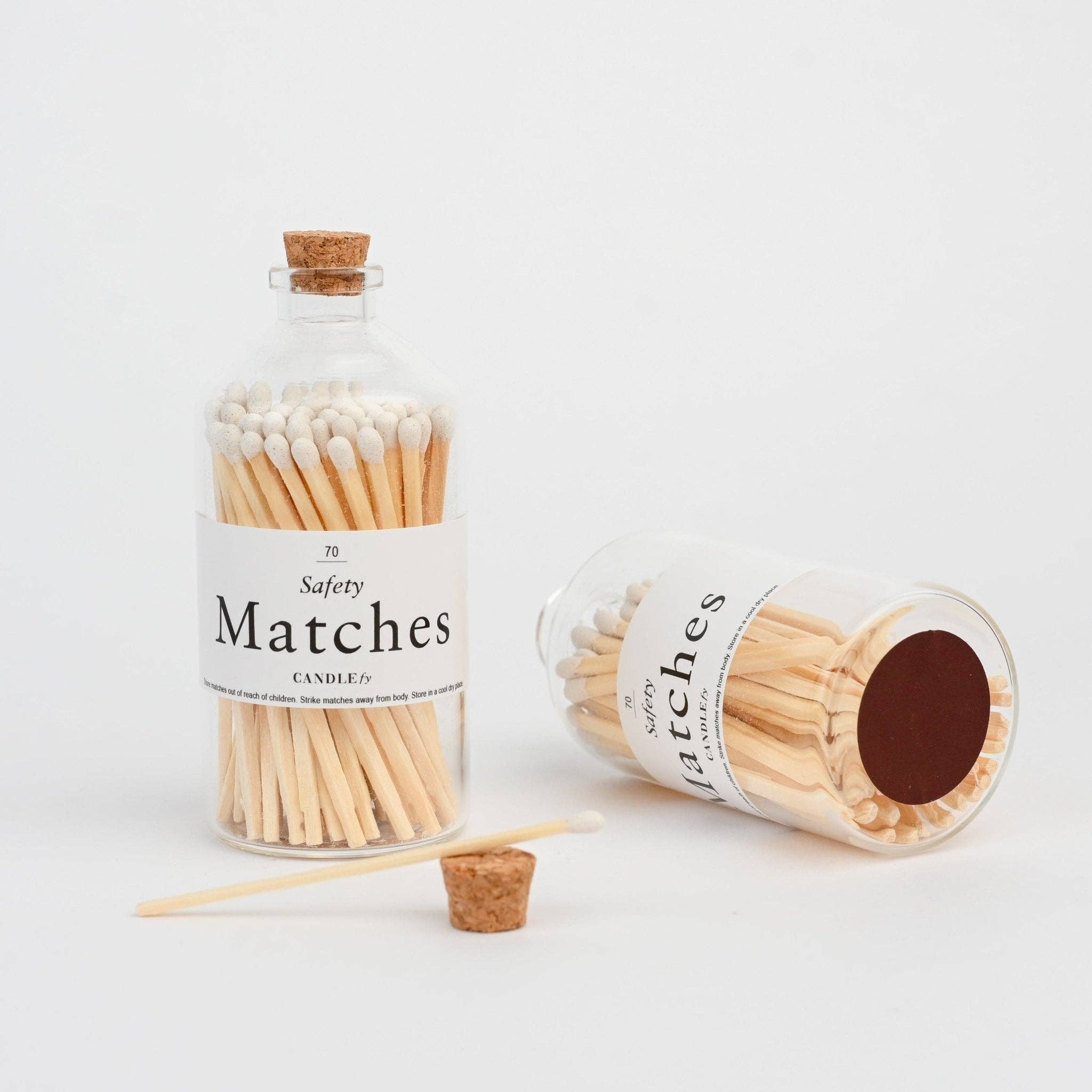 Decorative Matches in Glass Bottle: White