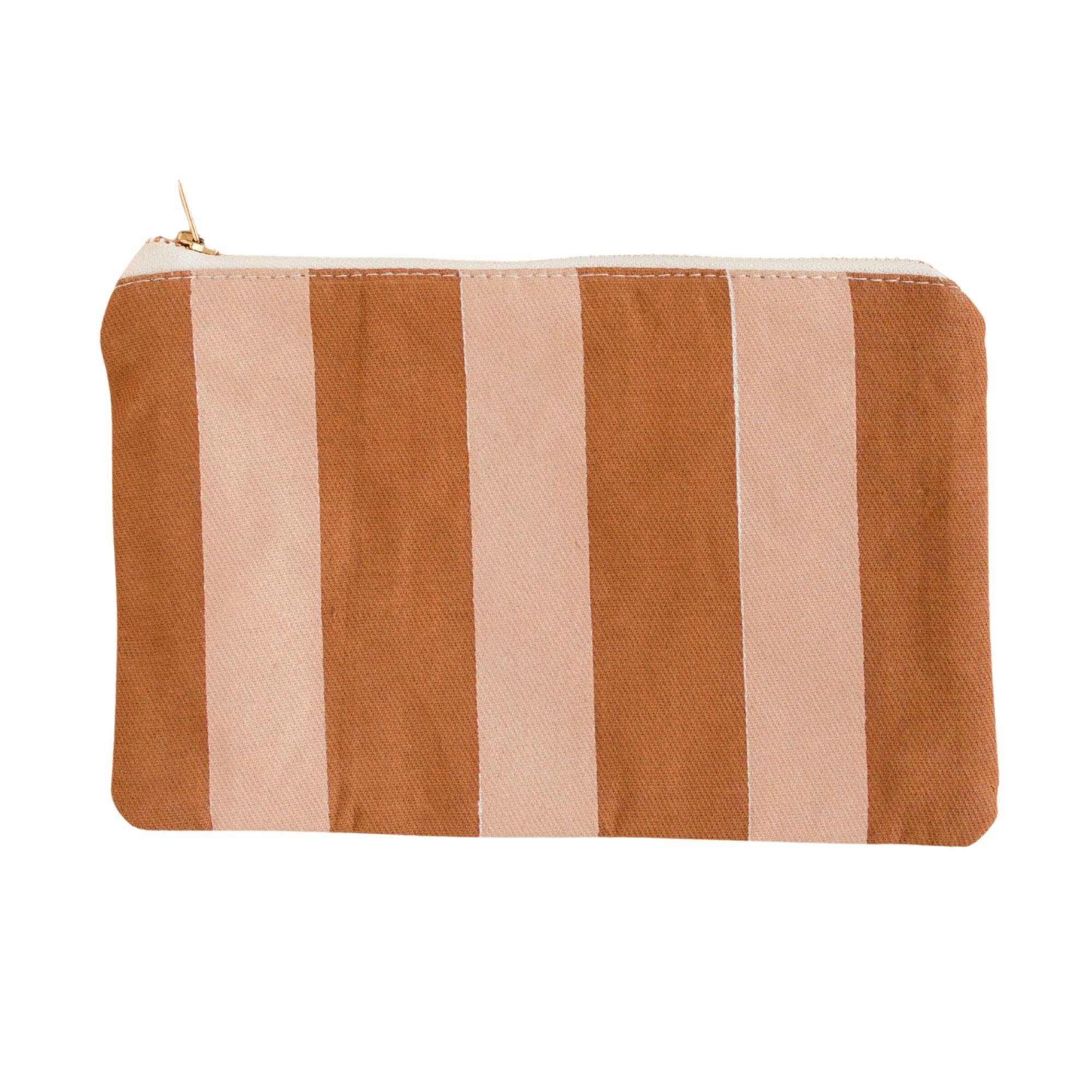 Striped pouch - pink / rust