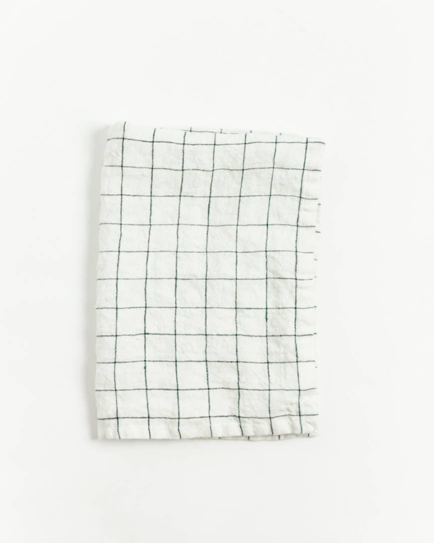 Stone Washed Linen Tea Towel | 18" x 26": Windowpane