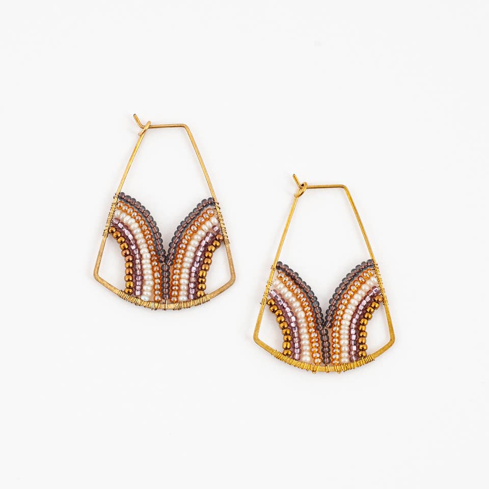 Wellspring Beaded Hoop Earrings: Amethyst neutral