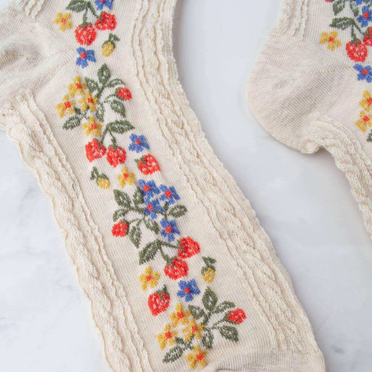 Vintage Strawberry Socks: Burgundy
