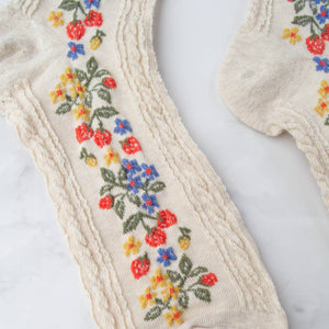 Vintage Strawberry Socks: Burgundy