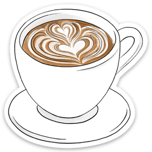 Latte Art Coffee Mug Sticker 2.5x2.5in.
