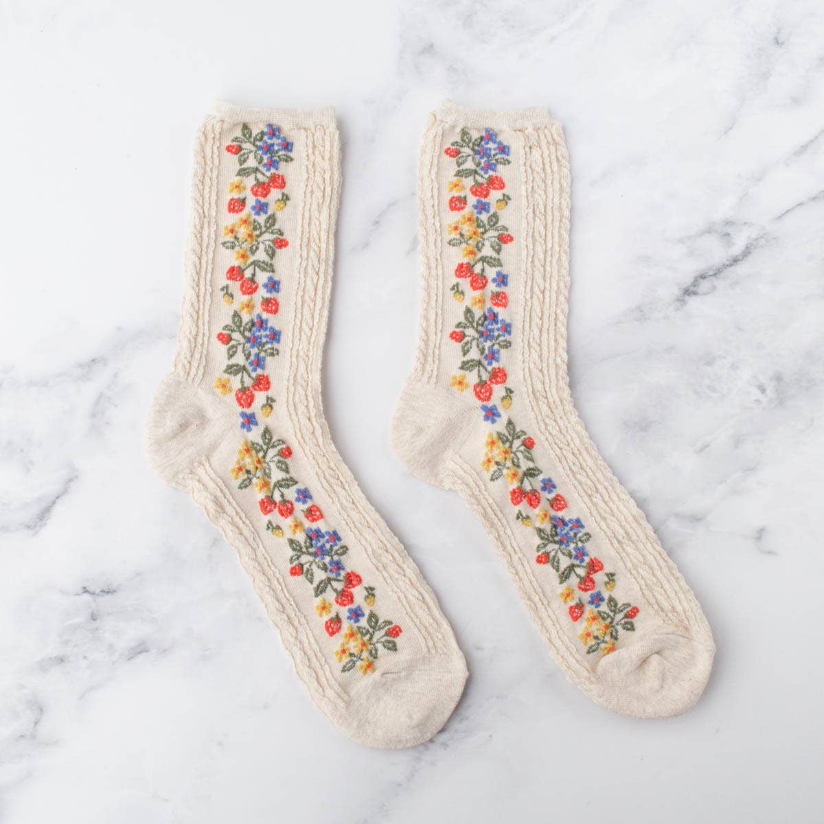 Vintage Strawberry Socks: Burgundy
