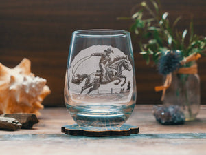 Rodeo Cowboy Scene Glasses: Old Fashioned