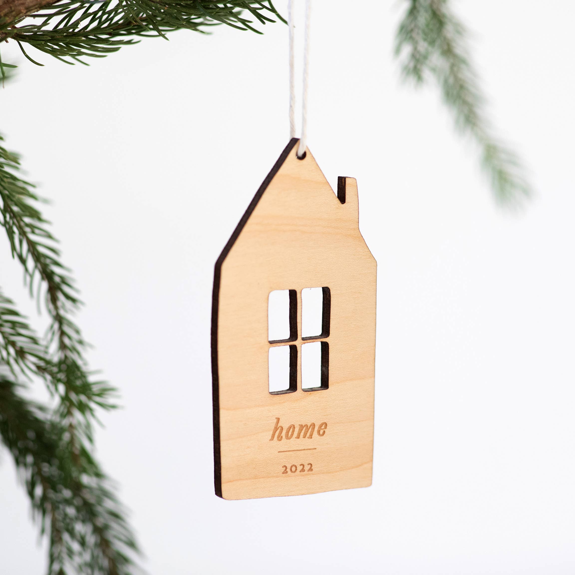 Home Engraved Wood Holiday Ornament