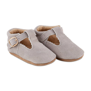 Grey Suede Baby Mary Janes: 0-6m