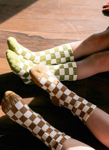 Kids Checkerboard Socks (+6 Colors): Rust & Cream