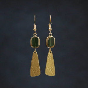Abstract Drop Earrings: Green