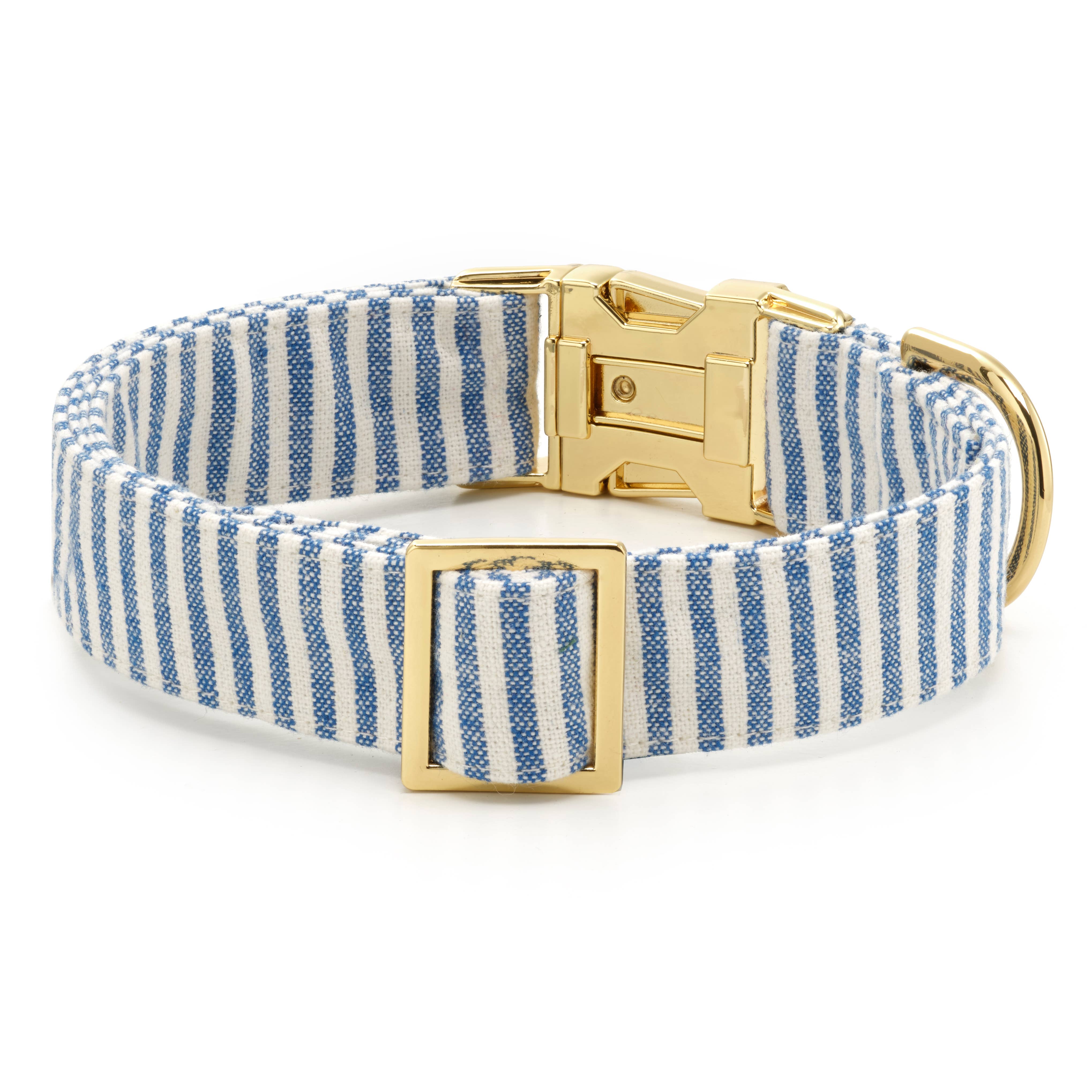 Lake Blue Stripe Spring Dog Collar