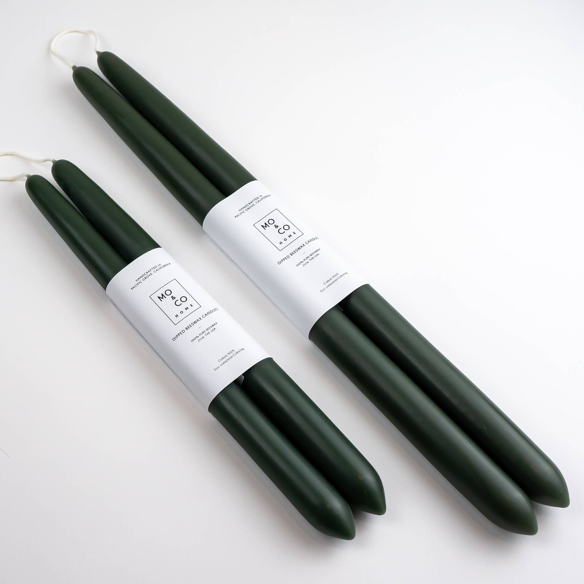 10" & 14" - 100% Beeswax Dipped Candles | Forest Green: 10 Inch