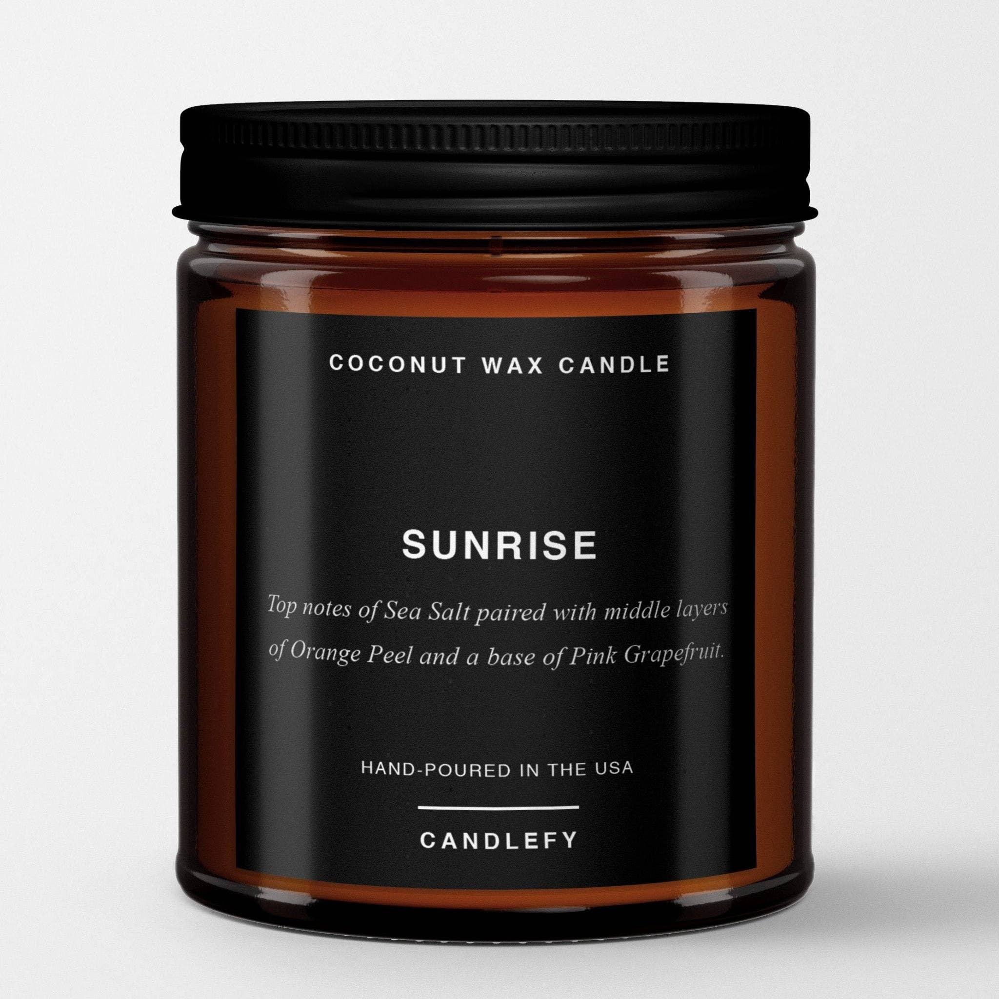 Sunrise: Scented Candle in Amber Glass, Made with Natural Coconut Wax: Classic (8oz / 1 Wick)