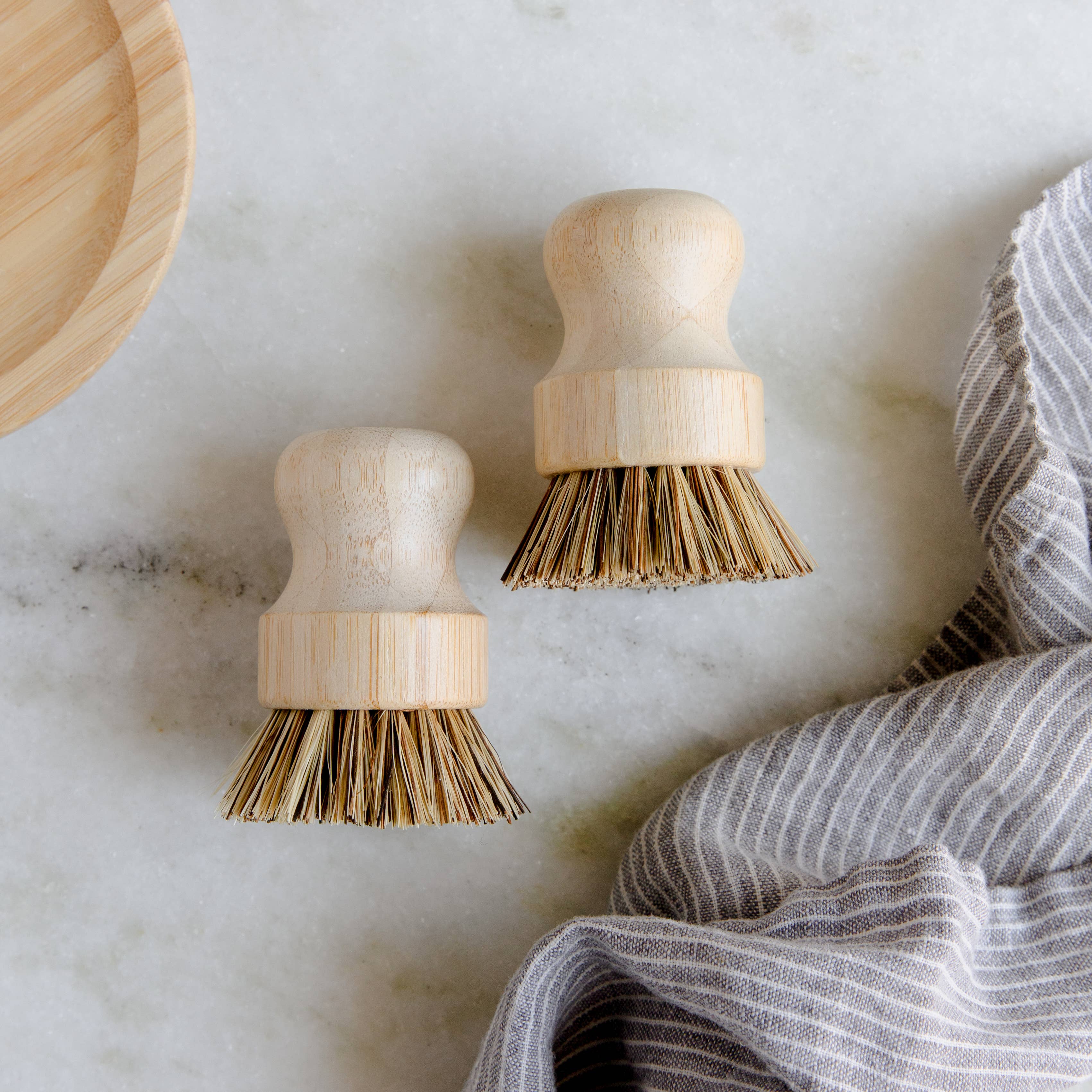 Bamboo Pot Scrubber Brush With Wide Handle | Eco Friendly