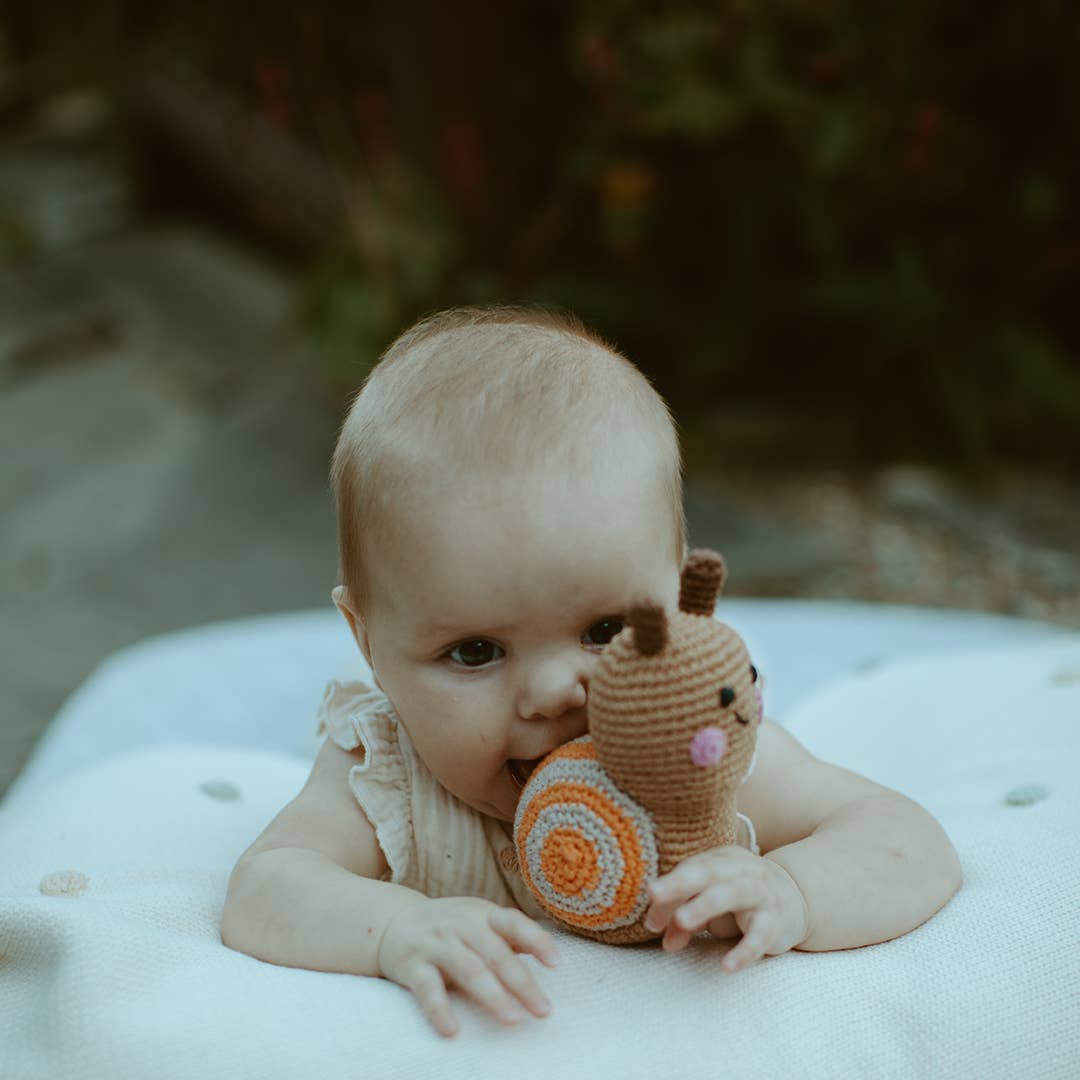 Garden Bug  - Plush Snail Rattle: Natural