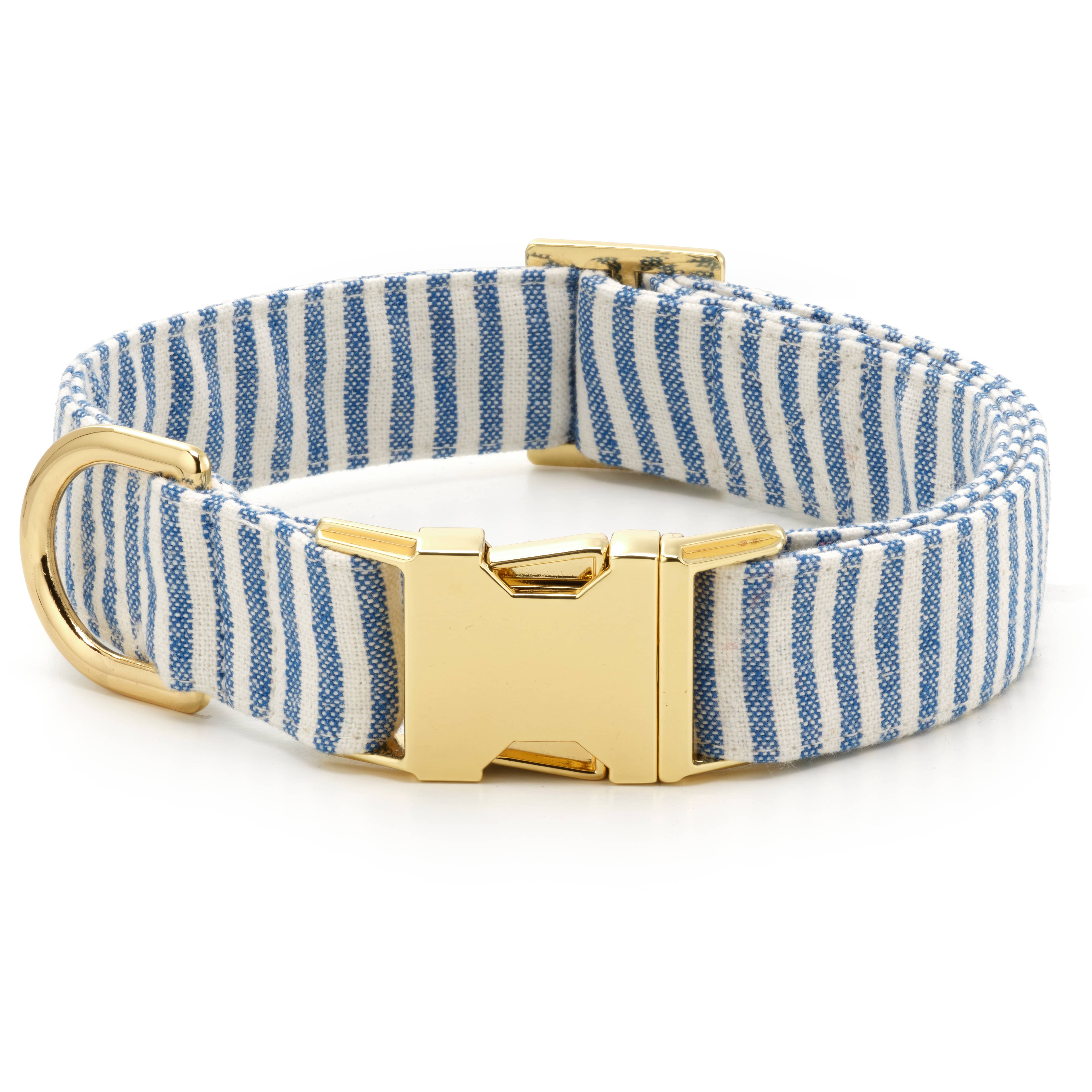 Lake Blue Stripe Spring Dog Collar