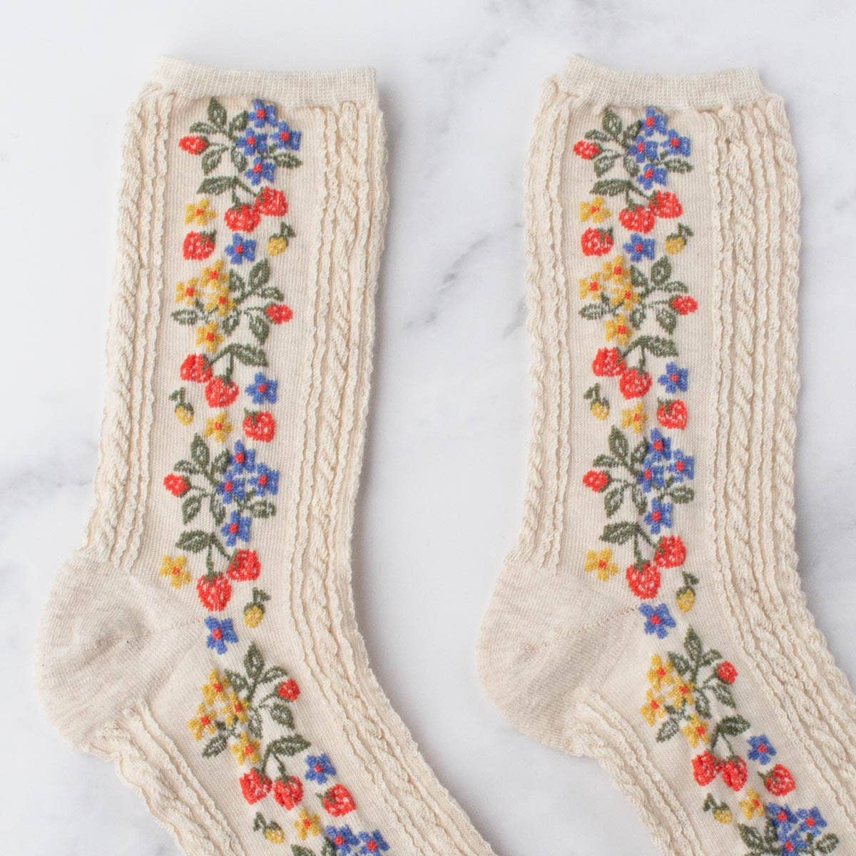 Vintage Strawberry Socks: Burgundy