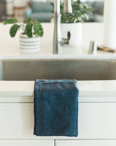 Stone Washed Linen Tea Towel | 18" x 26": Windowpane