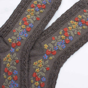 Vintage Strawberry Socks: Burgundy