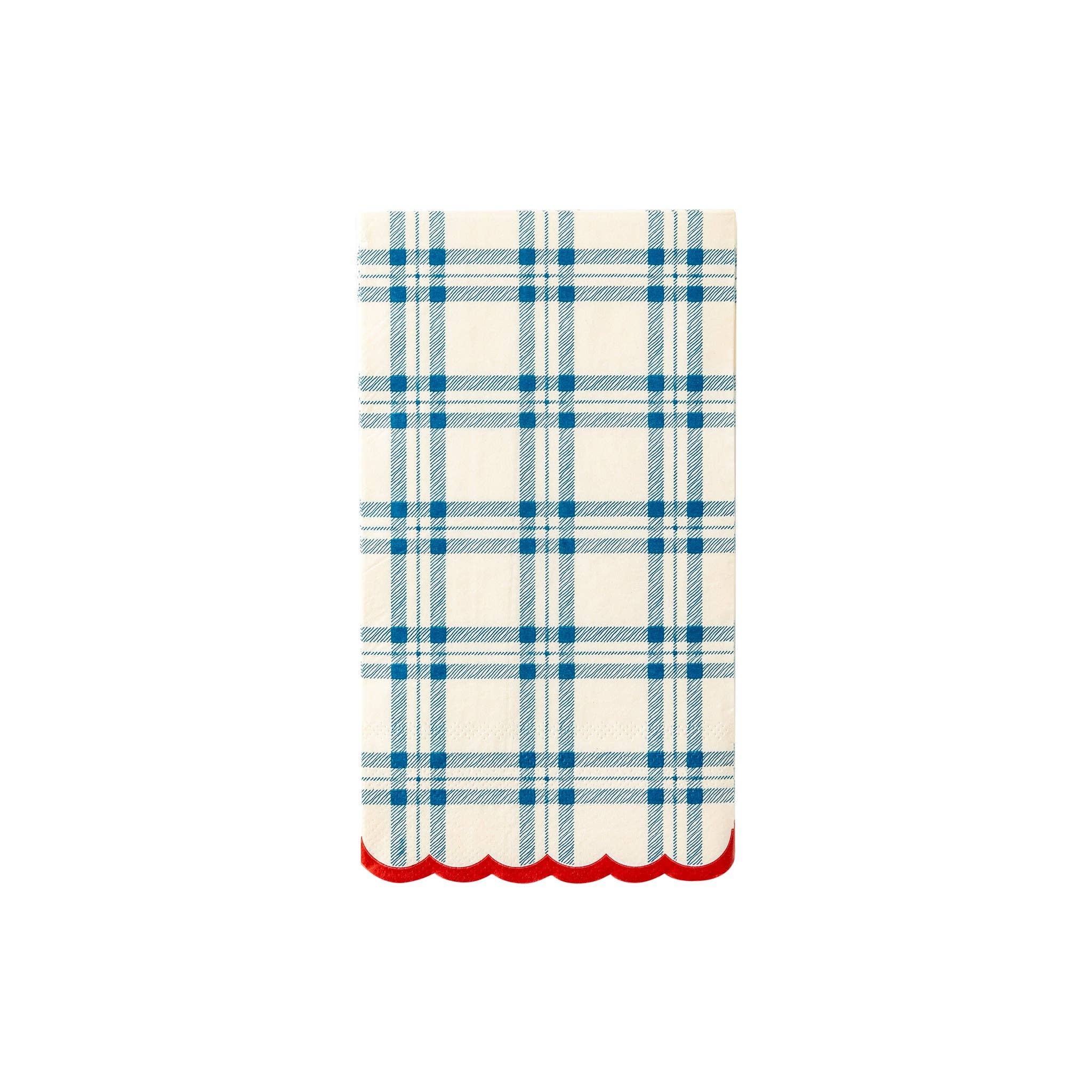 Blue Scallop Plaid Paper Dinner Napkin