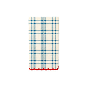 Blue Scallop Plaid Paper Dinner Napkin