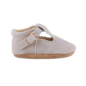 Grey Suede Baby Mary Janes: 0-6m