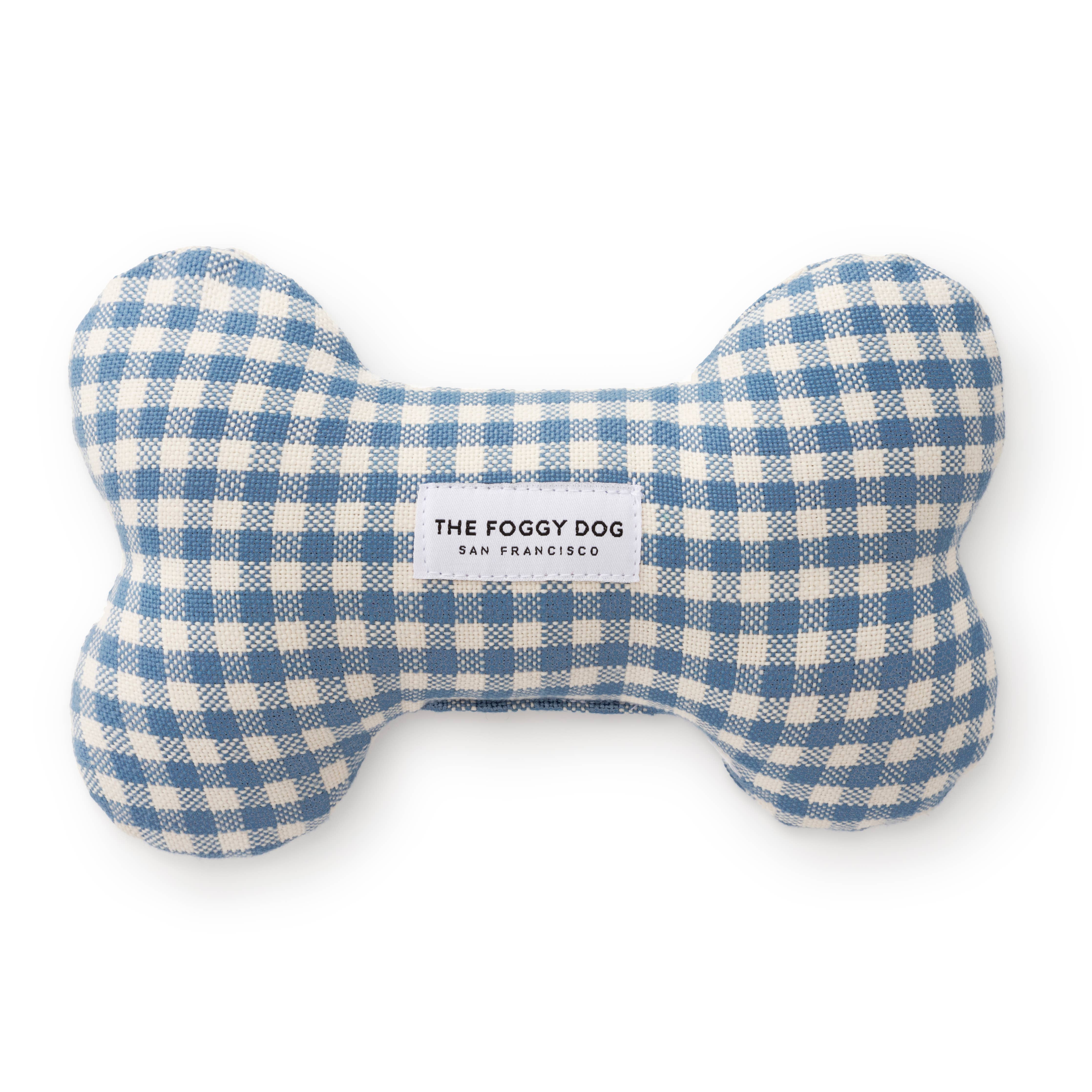 Draper James x TFD Cloud Blue Gingham Dog Bone Squeaky Toy