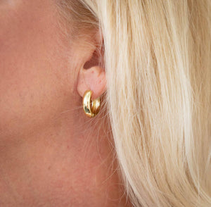 Jake Chunky Huggie Hoops Earrings Gold Filled