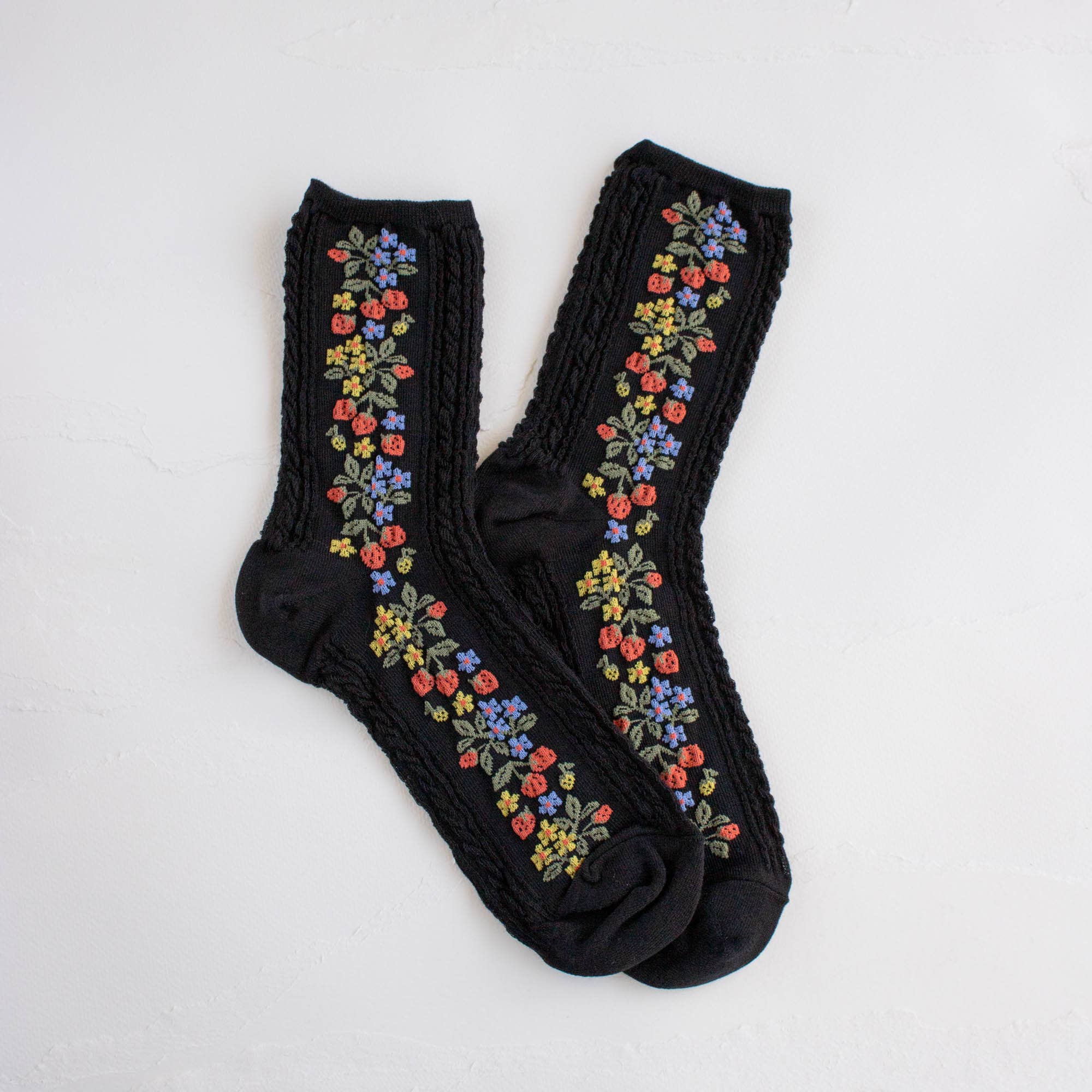 Vintage Strawberry Socks: Burgundy