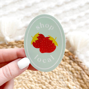 Shop Local Strawberries Sticker 2.75x2in