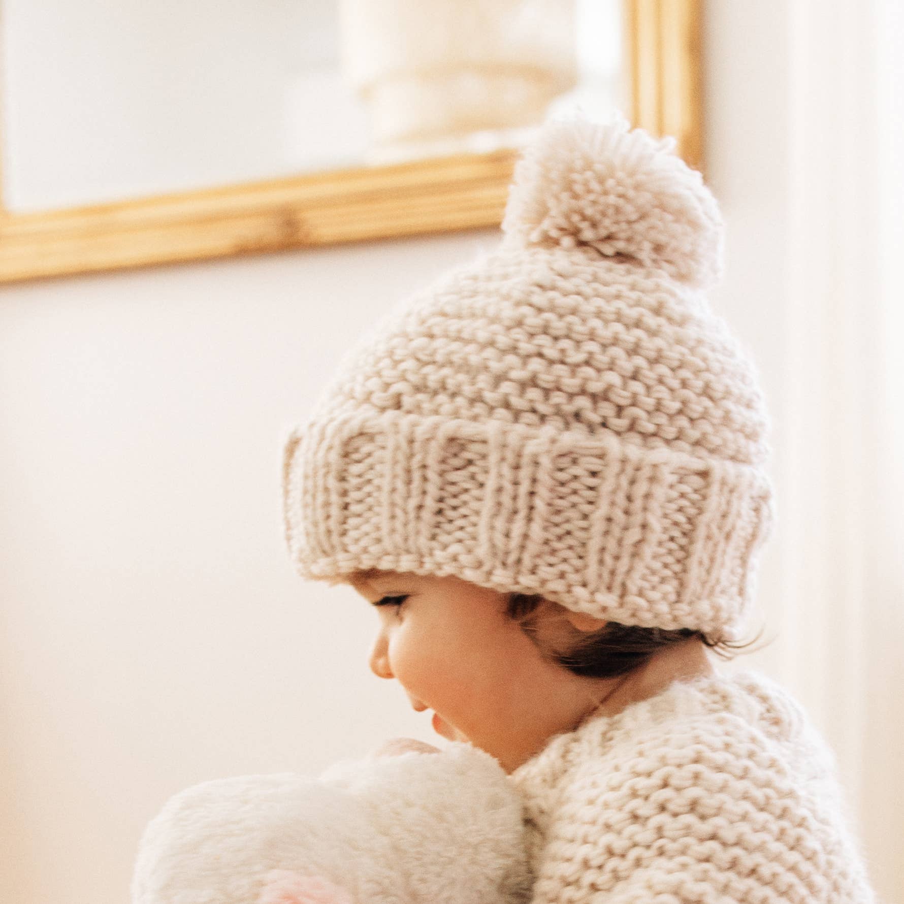 Natural Garter Stitch Beanie