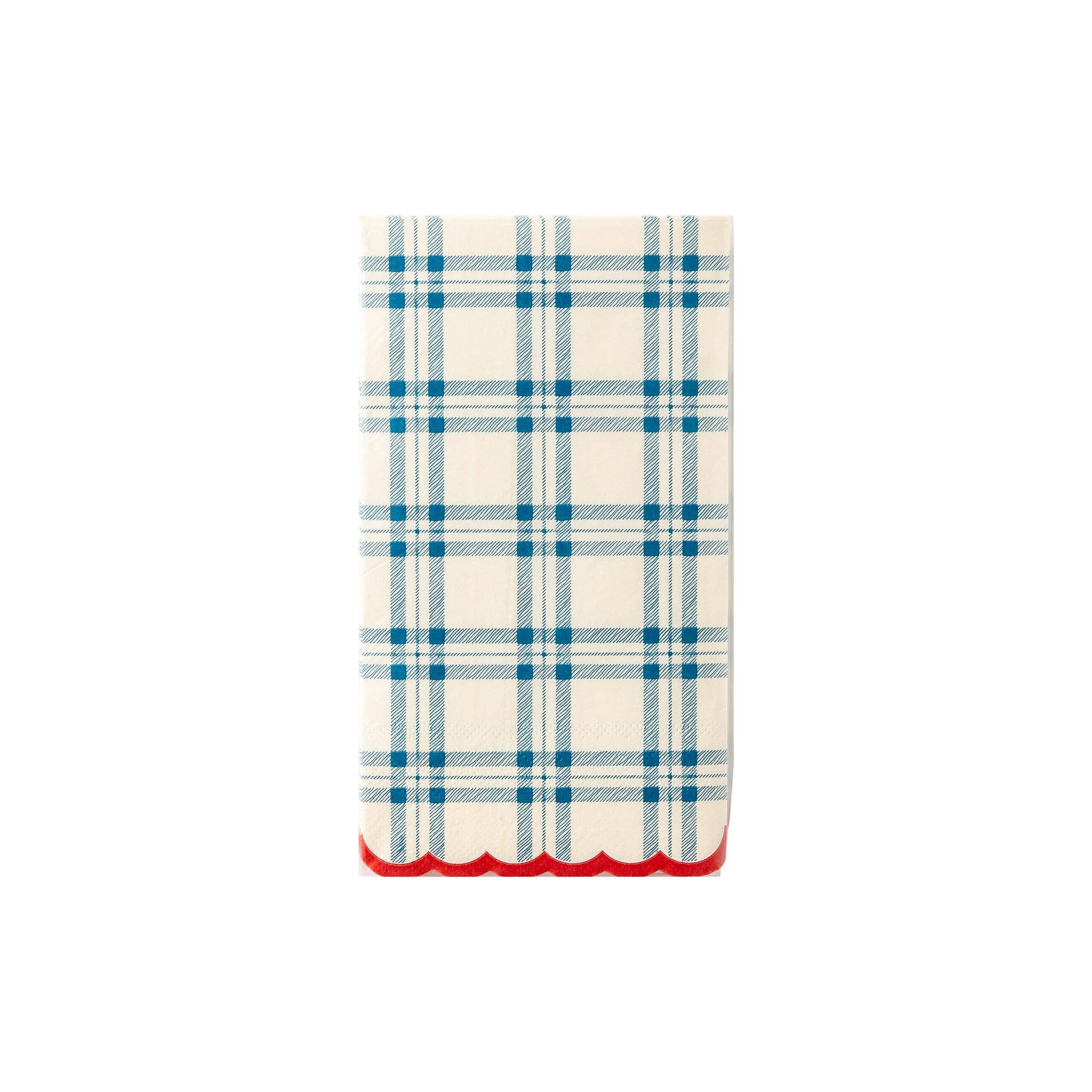 Blue Scallop Plaid Paper Dinner Napkin