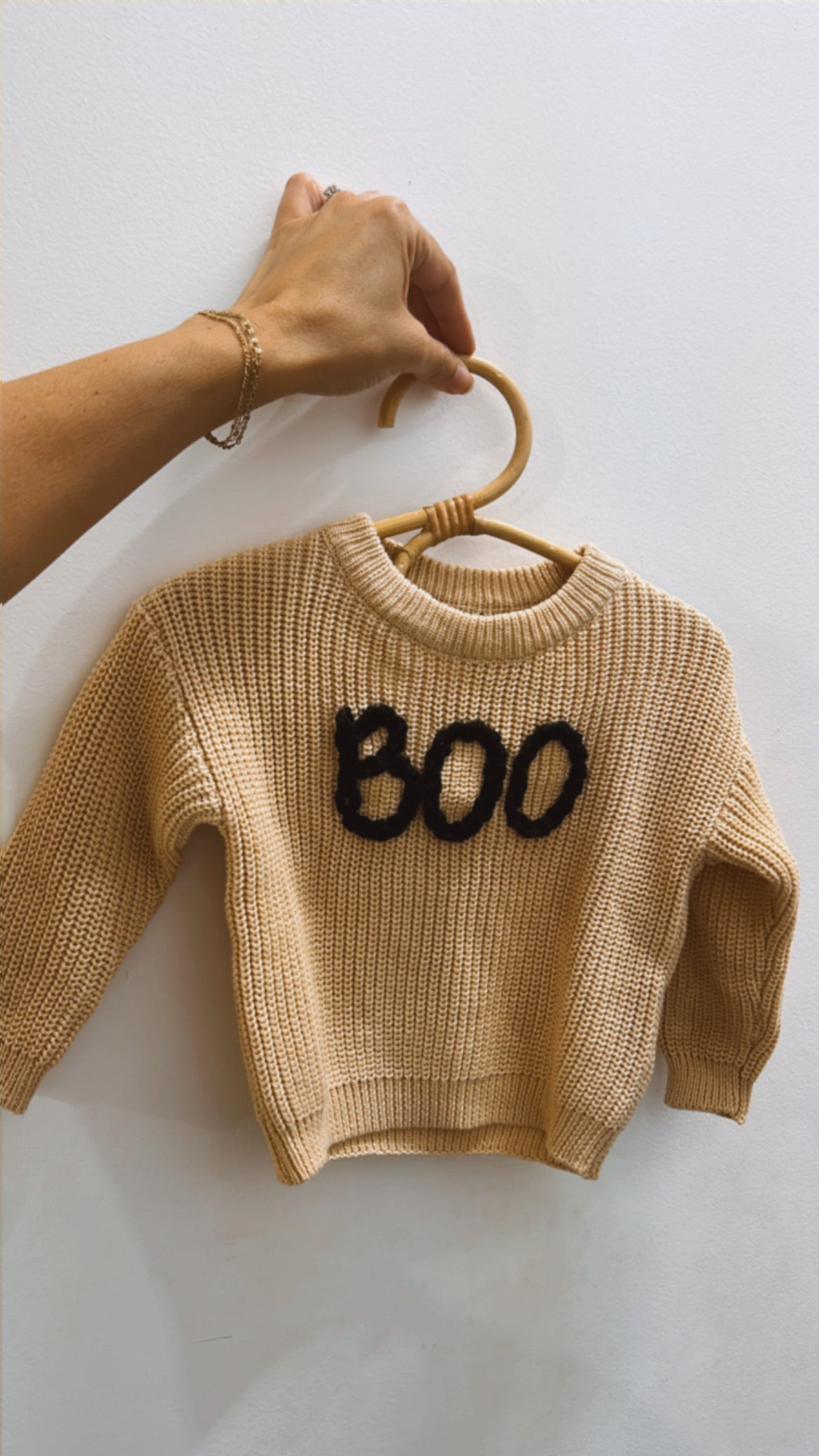 Boo Embroidered Kids Sweater