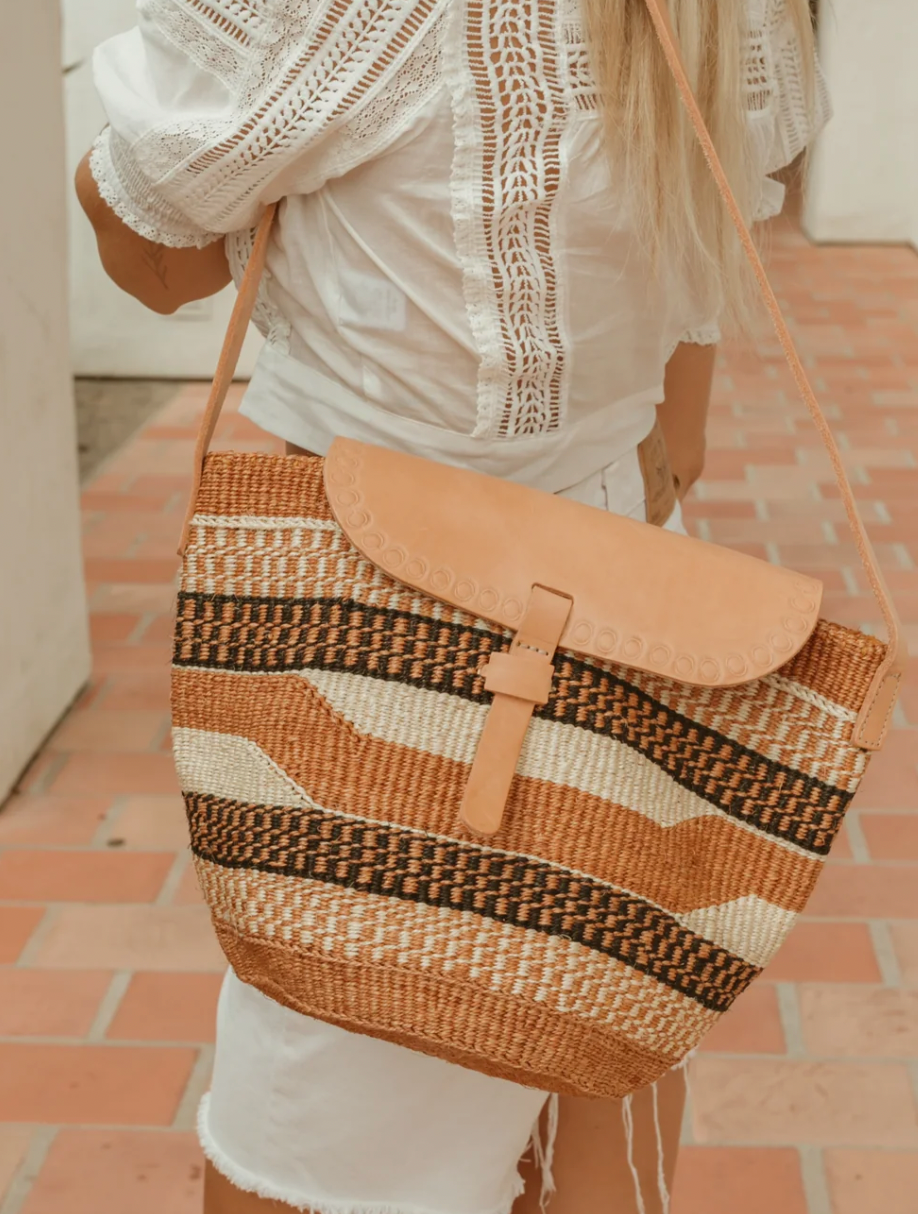 Geometric Sisal Basket Bag