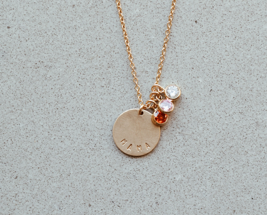 Mama Stamped Disc Necklace