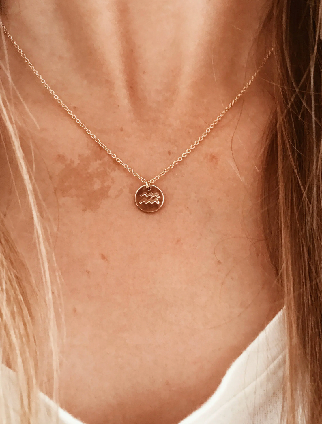 Waves Stamped Disc Necklace