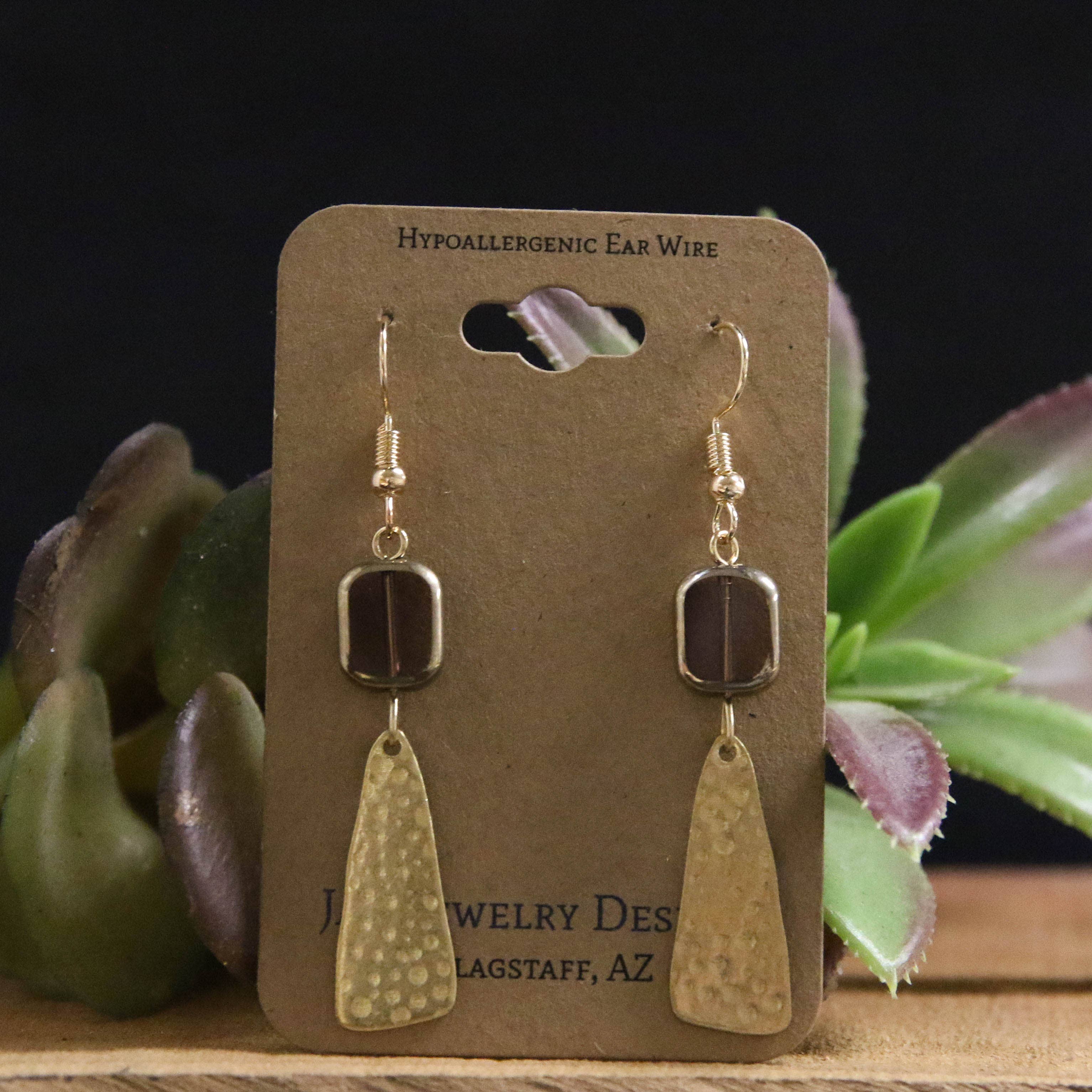 Abstract Drop Earrings: Green