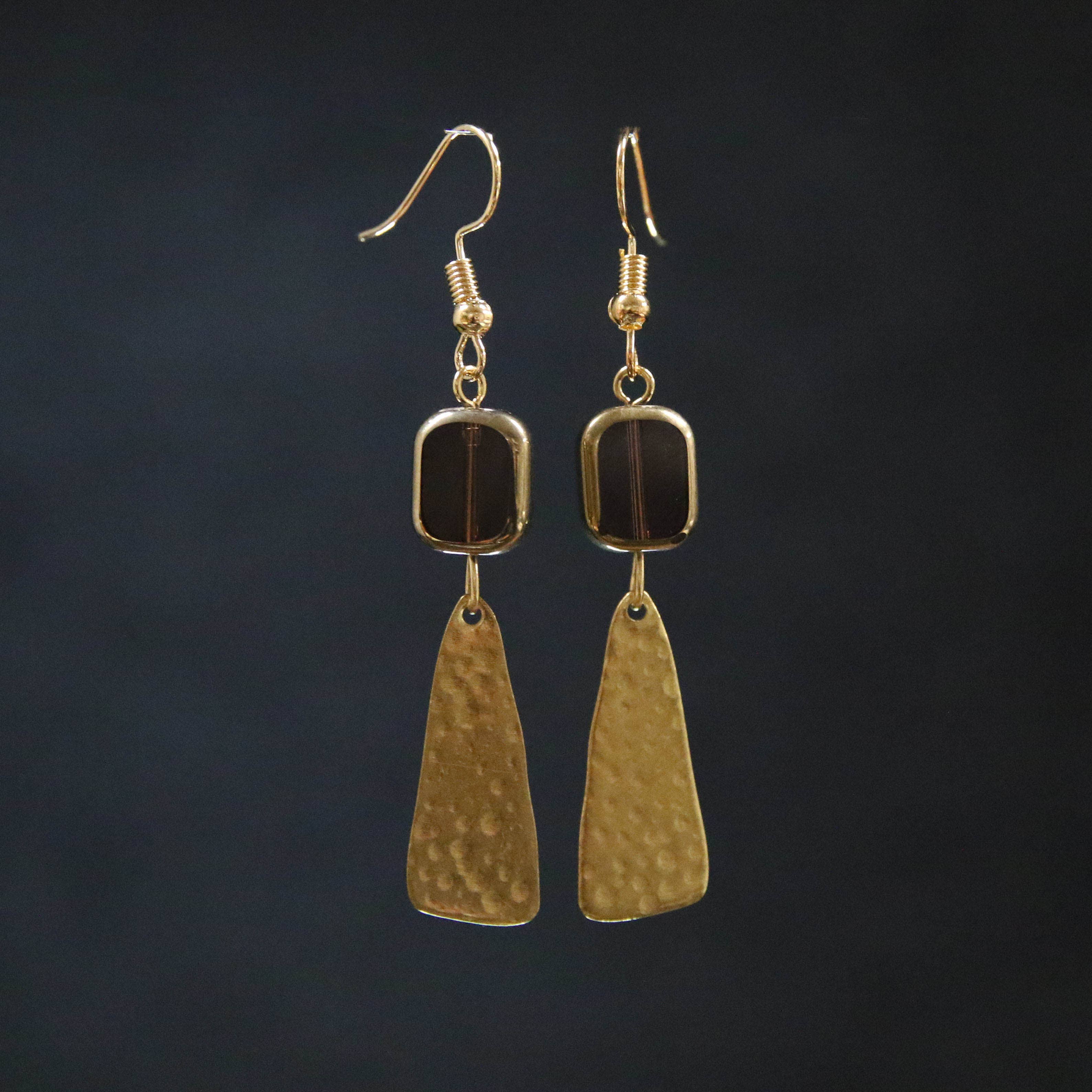 Abstract Drop Earrings: Green