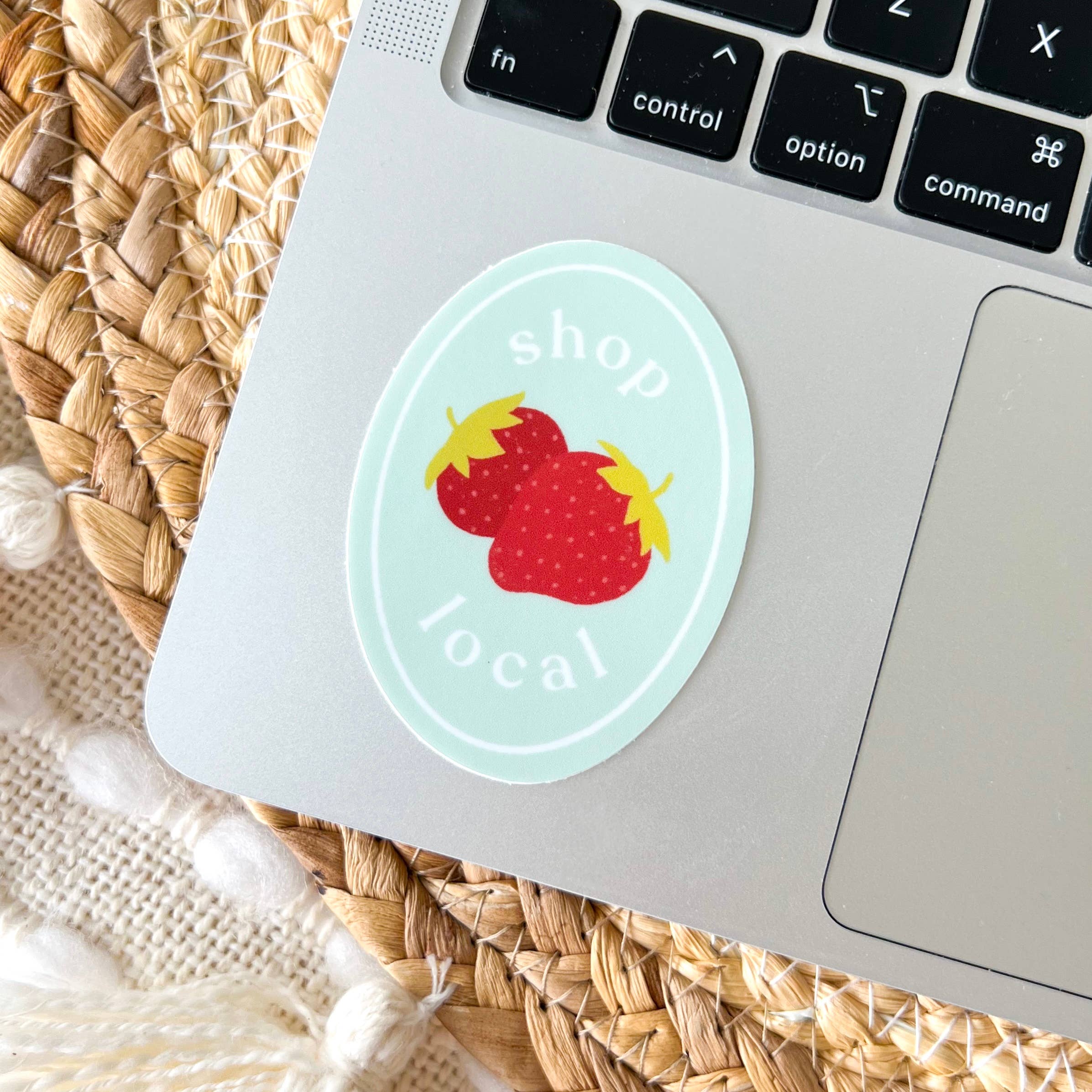 Shop Local Strawberries Sticker 2.75x2in