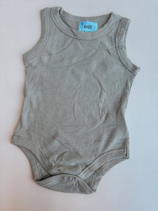 Ribbed Summer Baby Romper: Taupe