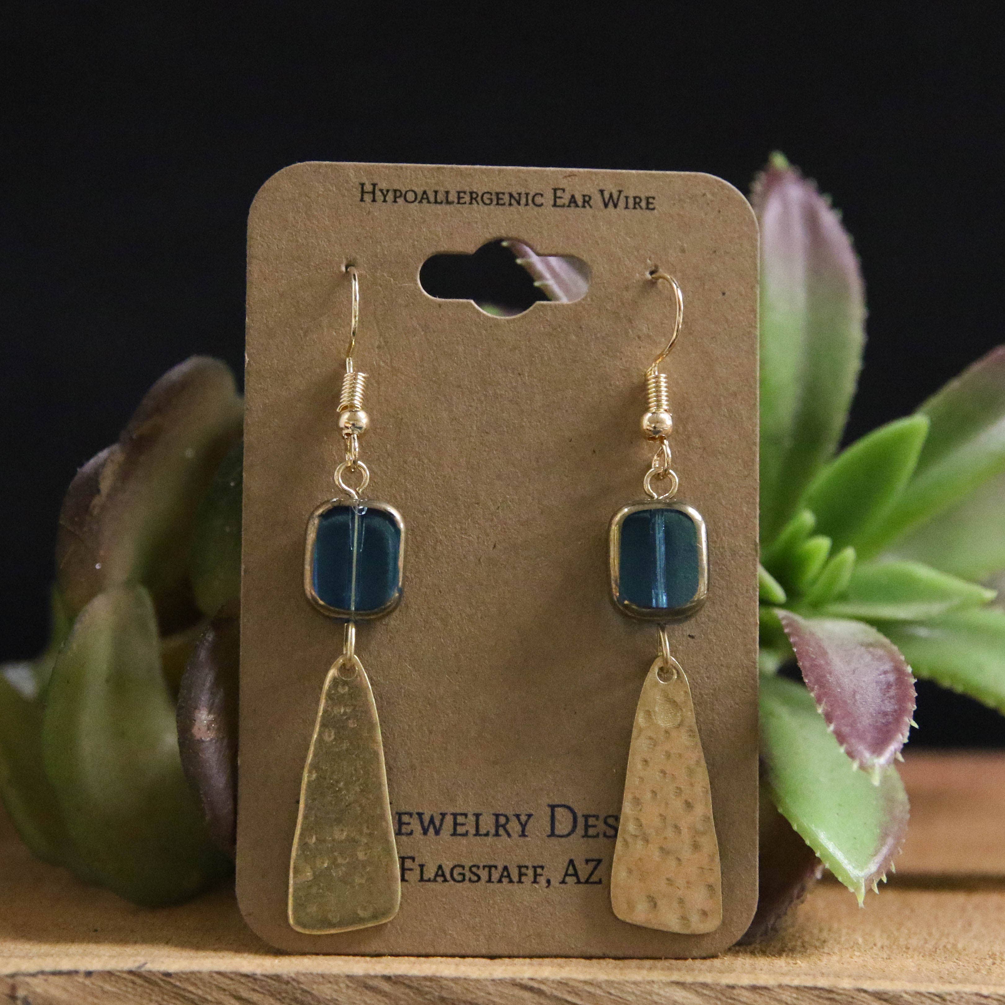 Abstract Drop Earrings: Green