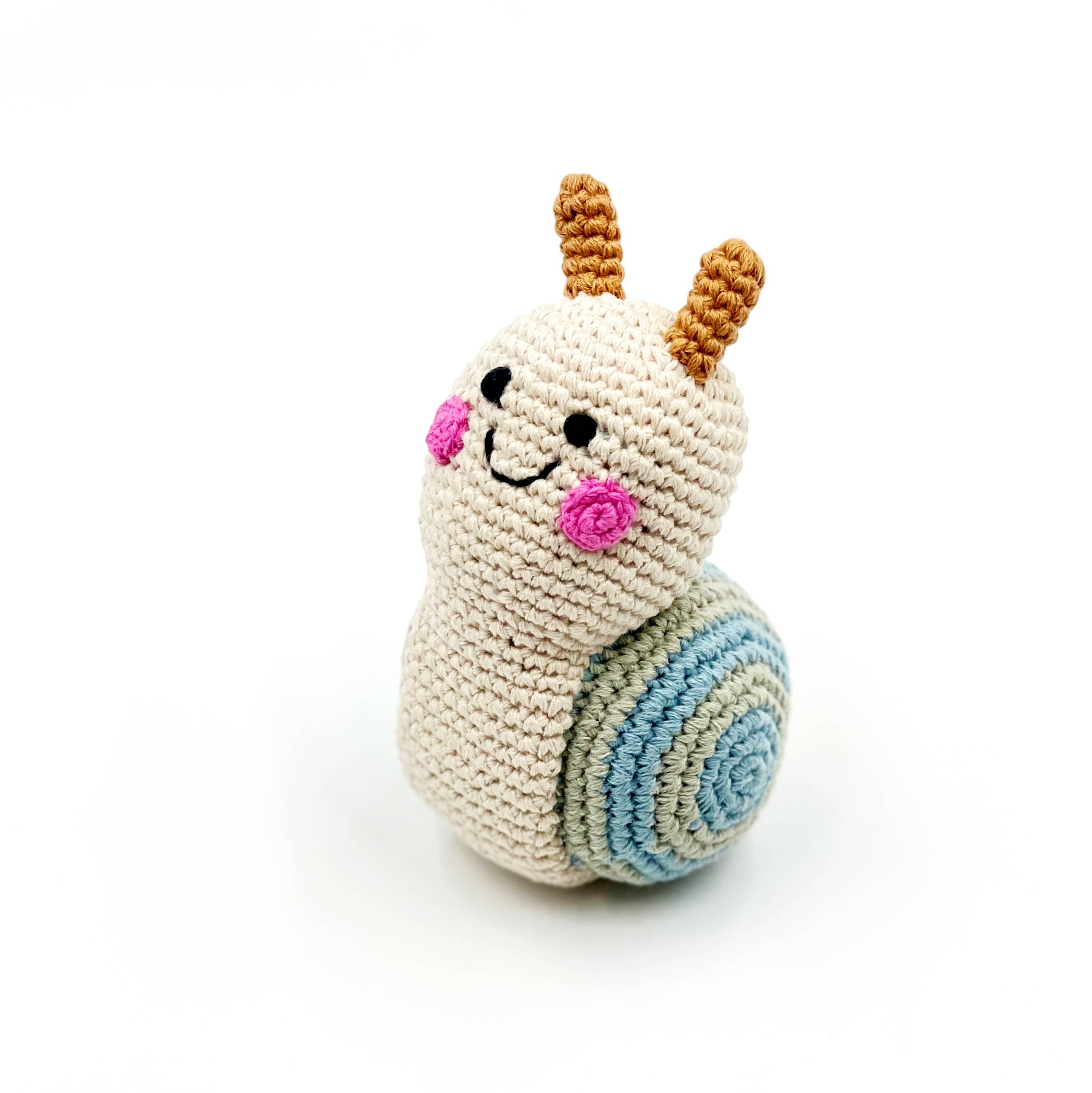 Garden Bug  - Plush Snail Rattle: Natural