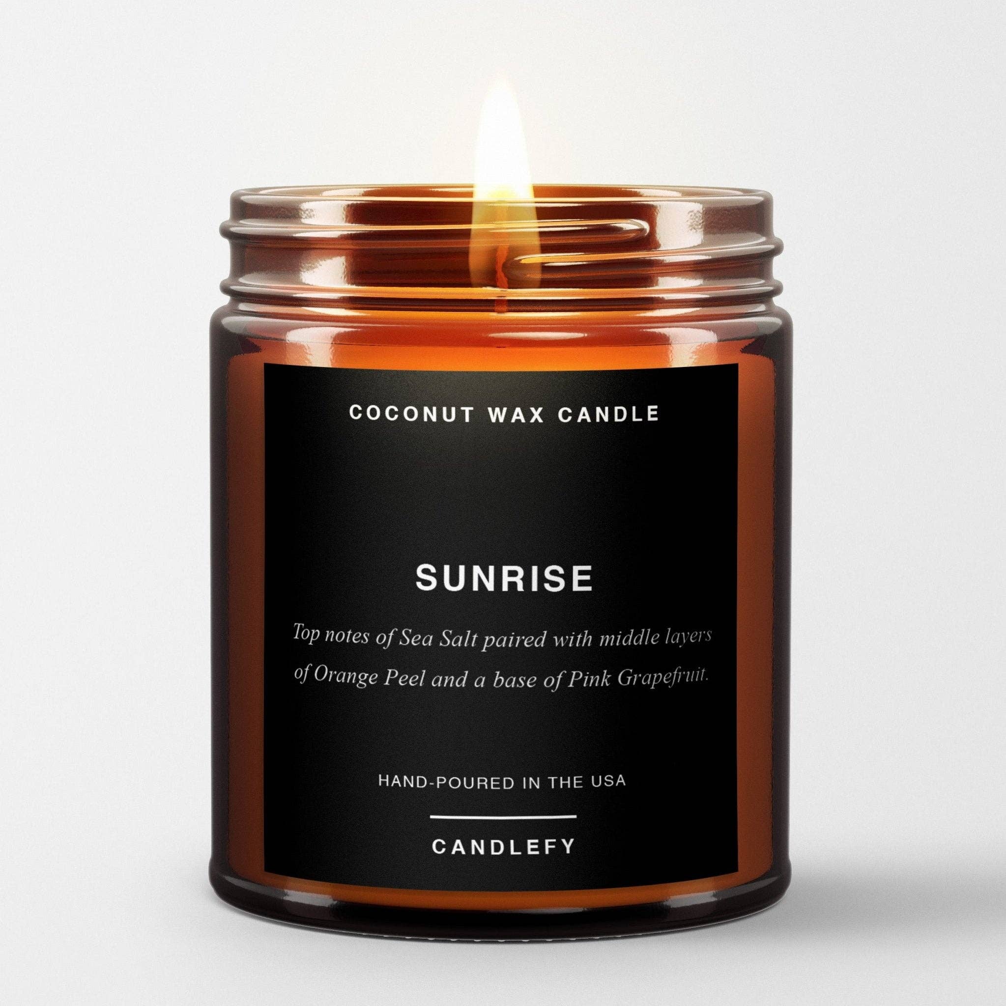 Sunrise: Scented Candle in Amber Glass, Made with Natural Coconut Wax: Classic (8oz / 1 Wick)