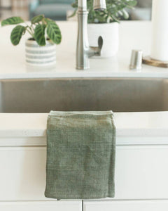 Stone Washed Linen Tea Towel | 18" x 26": Gold