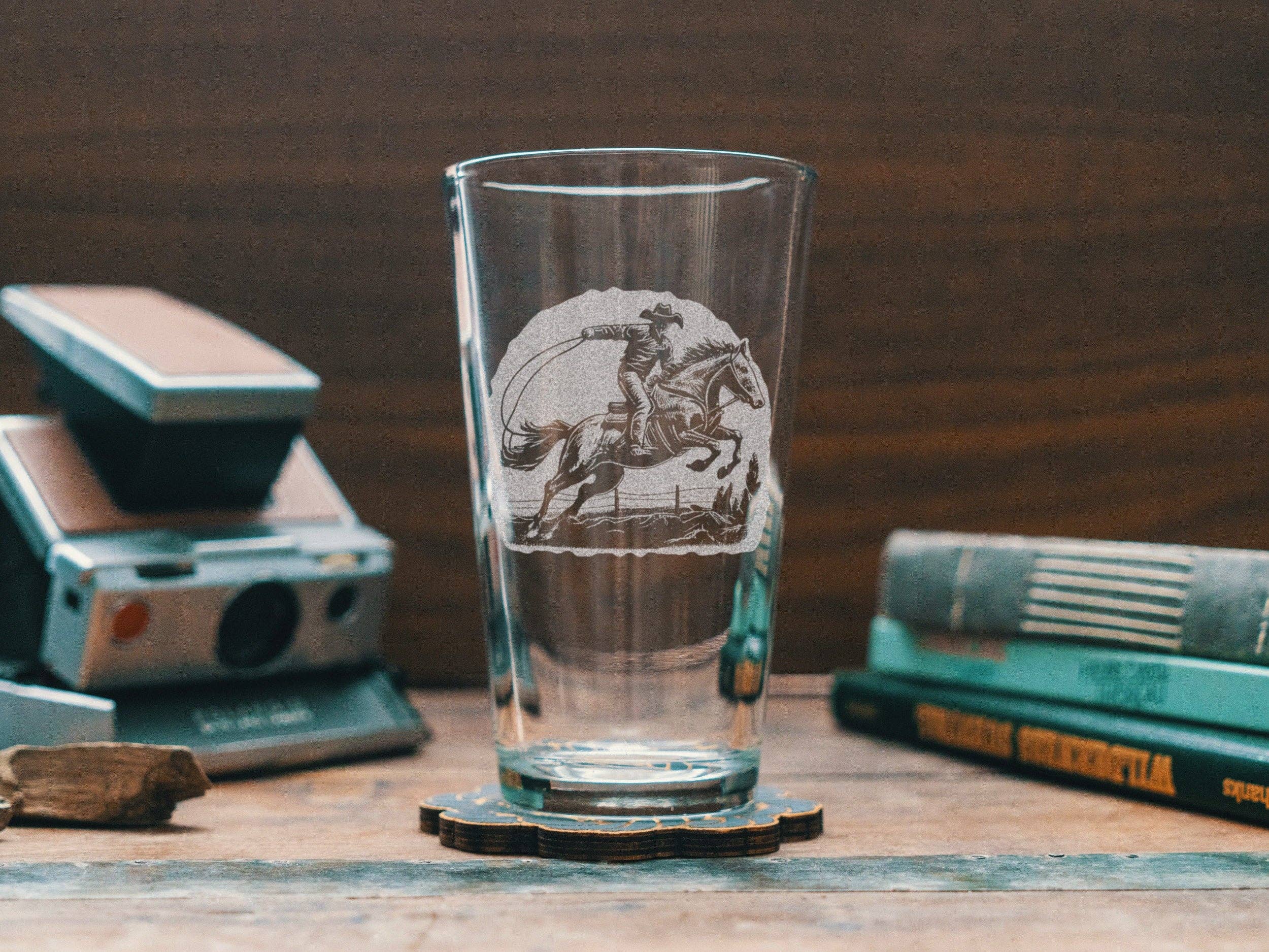 Rodeo Cowboy Scene Glasses: Old Fashioned