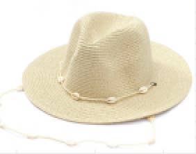 Straw Hat With Shell Strap