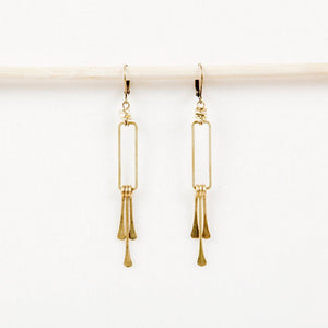 Rectangle Dangle Fringe Earrings