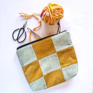 Cord Patchwork Zipper Pouch