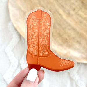 Clear Cowboy Boot Sticker, 3.25x2.5 in.