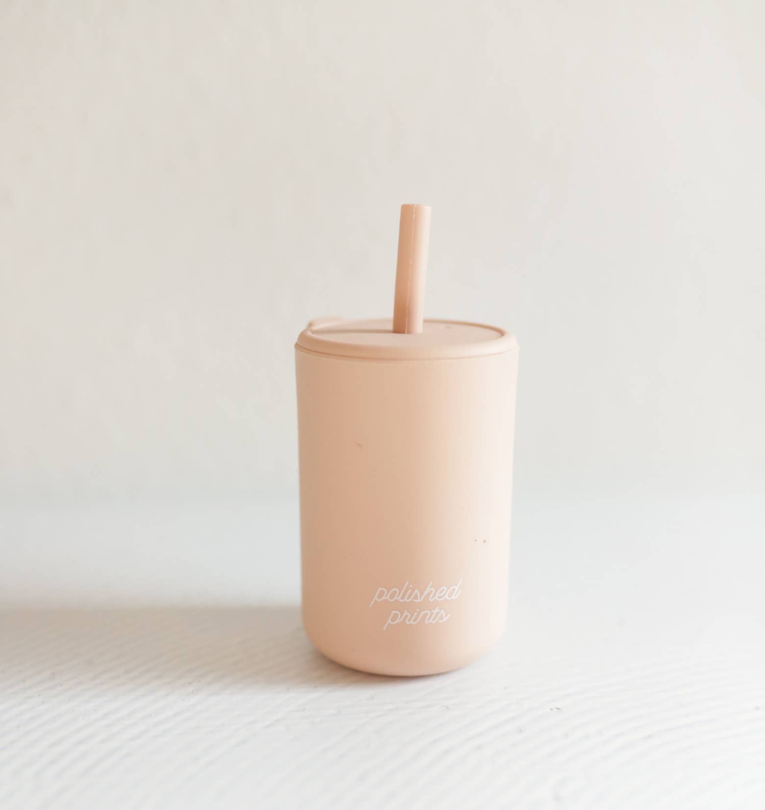 Silicone Straw Cup with lid and straw- blush